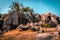 Large Rocks Found Near Thirumoorthi Cave Temple is UNESCO\\\'s Heritage Site located at Mamallapuram, Tamilnadu, South India