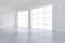 Large room with windows and falling light from the window to the floor. 3D rendering