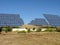 Large rotating photovoltaic panels of a photovoltaic plant in the Alentejo locality of Amareleja.  Portugal