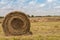 Large round grass hay bale