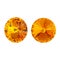 Large round orange crystal rhinestones. Front and side view