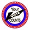 Large Round USA Voting Emblem,  with Your Vote Counts Text