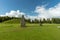 Large rune stone at an ancient burial ground in Sweden