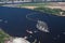 A large sailboat goes along the water area of the Daugava River.nThe last windjammer bark Kruzenstern.