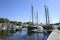 Large sailboats in the Camden Harbor in Maine
