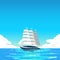 Large sailing ship on azure water