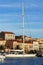 Large sailing yacht at dock in a French harbor