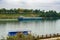 A large sand mining ship in the river