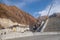 Large-scale construction of a mudflow protection dam in the Big Almaty Gorge in the Almaty mountains to protect the city