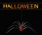 Large Scary Spider Graphic Isolated on Black Background with Text Halloween