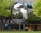 Large sculpture featuring an open globe of the planet earth by unidentified artist in Addison, Texas.