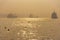 Large Sea, Ocean Carrier transport ships in the fog, Morning in the Pashur River, Mongla Port Bangladesh