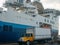 Large seismic survey vessel ship in port at pier, exploration sea for oil mining offshore transport