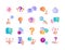 Large set of colored question, query or confusion icons