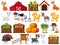 Large set of isolated farm objects