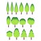 Large set of isolated icons of trees in high resolution.