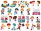 Large set of isolated objects of children and circus