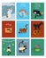 A large set of nine cards with kittens. Postcards for Christmas, Halloween, birthday and others. Vector clip art