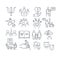 Large set of psychology line drawing icons