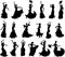 Large set of silhouettes of flamenco dancers