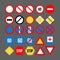 Large set of various detailed and editable vector road signs.