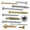 Large set of various screws, bolts and dowels isolated on a white background