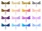 Large set of vector silhouettes of decorative dragonflies on a white background