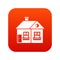 Large single-storey house icon digital red