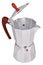 Large sized metal geyser coffee pot with opened lid,