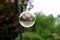 Large soap bubble floating in the air