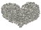 Large sparkling diamonds heart shape isolated