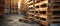 Large Stack of Wooden Pallets in a Warehouse