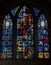 Large stained glass window in cathedral or church