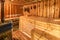 Large standard-design classic wooden sauna interior