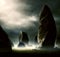 Large Standing stones in barren landscape. Solitary Strength concept