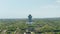 Large statue of Garuda Wisnu Kencana in cultural park in Bali, Indonesia. Forward dolly aerial view of large religious