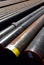 Large steel pipes drilling floor deck