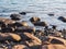 Large stone boulders on the seashore