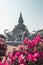 Large stone monument with elephants in the park in Vientiane in Laos