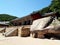 Large stones with Chinese inscriptions on the outside of the Beomeosa Buddhist temples. Busan, Korea