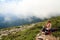 Large stones on summer mountainside