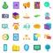 Large storage icons set, cartoon style