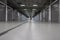 Large Storage warehouse corridor interior. Metal garage doors