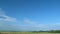 Large summer meadow in front of forest. Charming field and forest landscape. Timelapse.