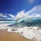 large surf breaking near a beach