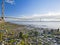 Large suspension bridge over a river