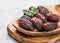 Large sweet dates close-up. Useful sweets for tea