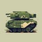 Large tank military army vector cartoon color icon vector flat color illustration