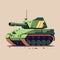 Large tank military army vector cartoon color icon vector flat color illustration