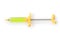 Large technical syringe with green substance isolated with clipping path